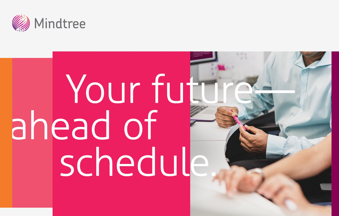 Mindtree image brochure cover with the headline "Your future—ahead of schedule"