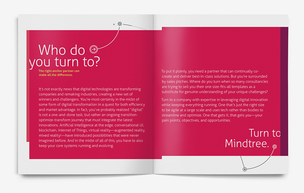 Spread of company brochure with the headline "Who do you turn to?""