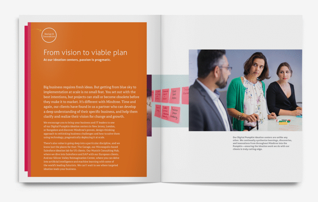 Spread of company brochure with the headline "From vision to viable plan""