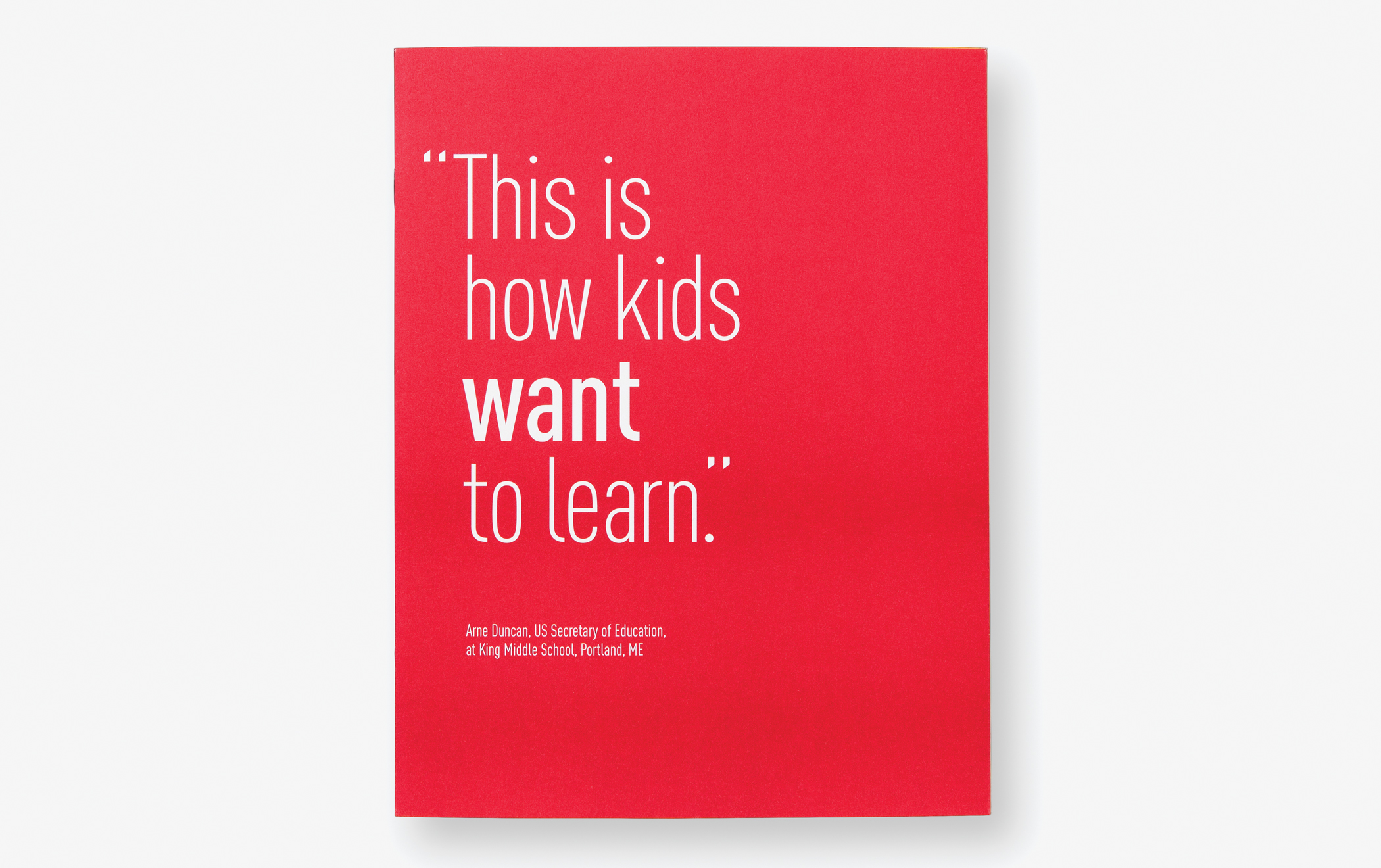 A bright crimson Expeditionary Learning report cover, with the headline "This is how kids want to learn" in white text.