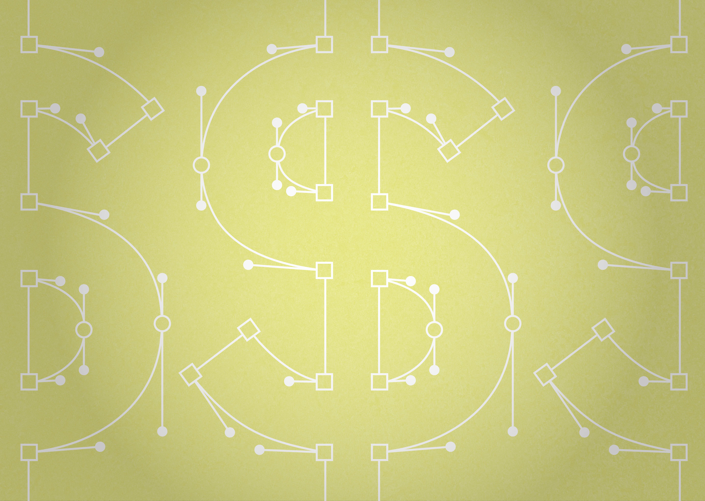 Illustration of dollar signs with bezier points
