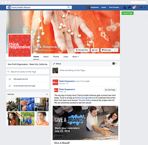 The Think Responsive Facebook profile page.