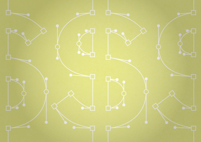 Illustration of dollar signs with bezier points