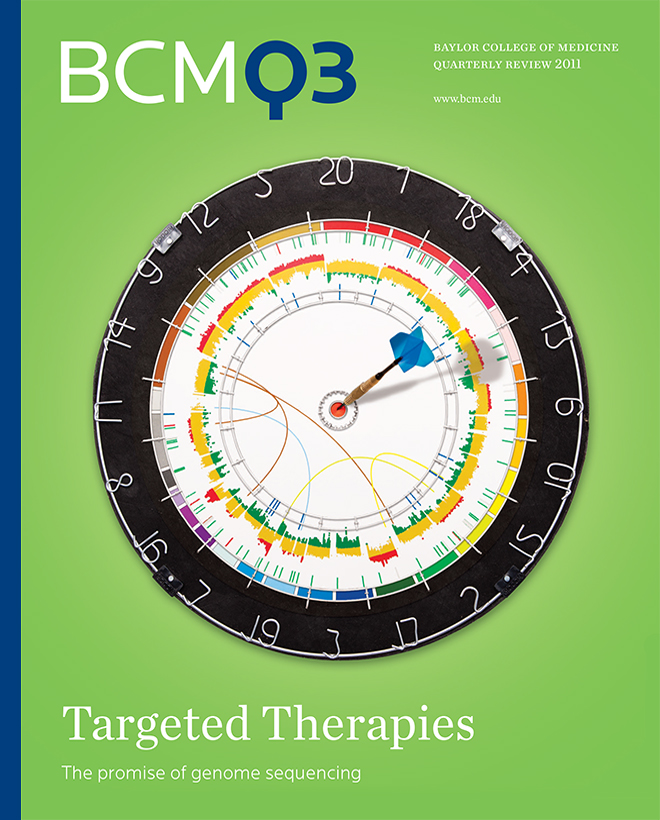 Illustrated cover of Baylor College of Medicine BCM Q3 report, with the title "Targeted therapies."