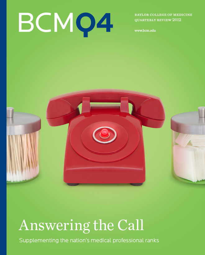 Illustrated cover of Baylor College of Medicine BCM Q4 report, with the title "Answering the call."