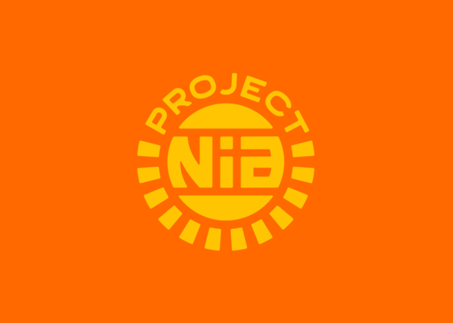 The Project Nia logo, with yellow-gold type set in a circular motif on a deep orange background.